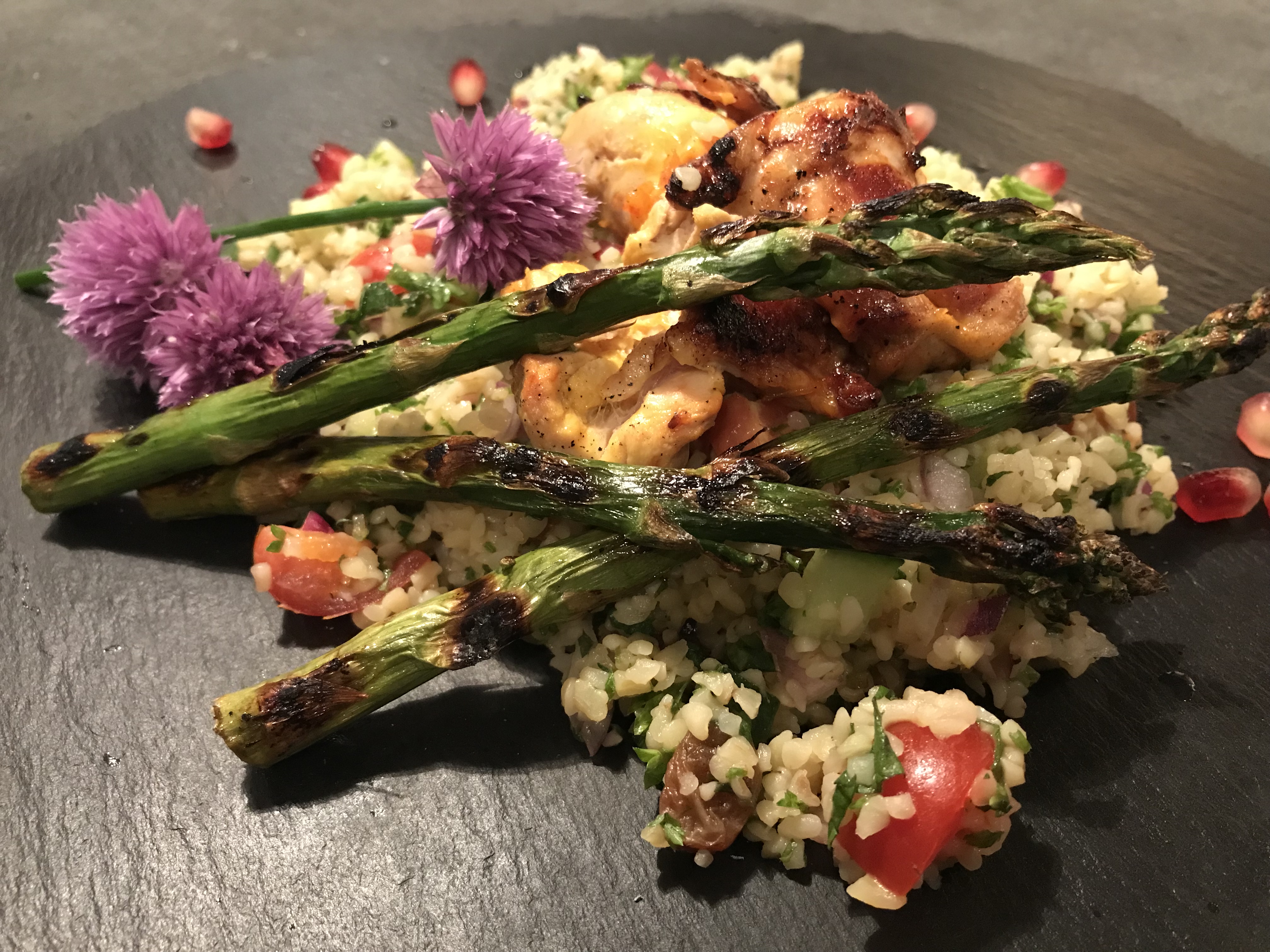 BBQ Chicken with Saffron and Zingy Tabbouleh Osius Bone Broth